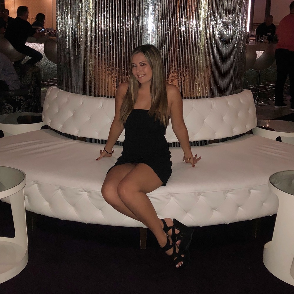 Black strapless mini dress